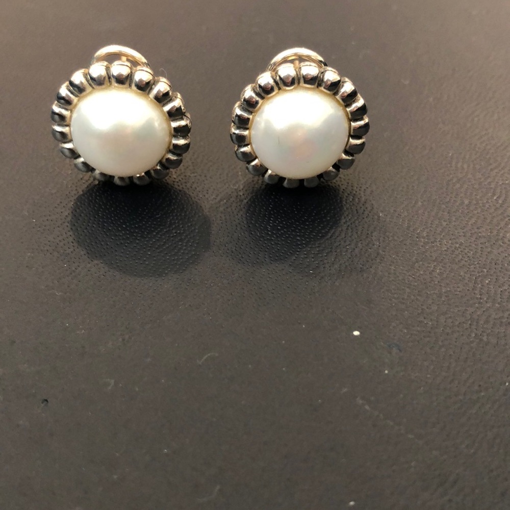 Lagos fluted pearl stud earrings